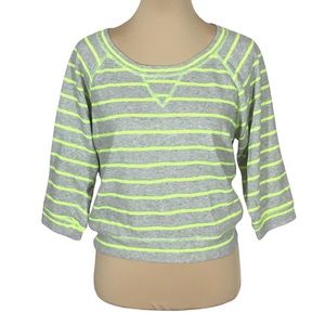 eyelash couture Neon-Striped 3/4 Sleeve Pullover, Medium (Juniors)